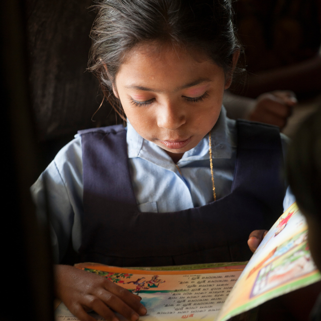 Girl reading in Nepal